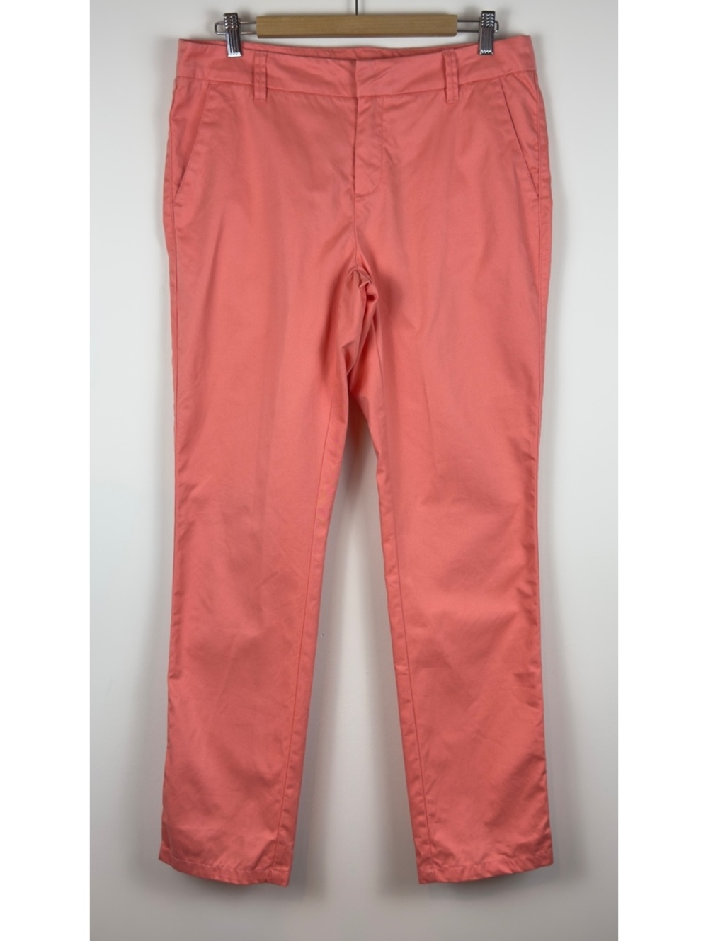 Garnet Hill Women’s Coral Pink Cotton Chino Straight Leg Pants Size 10